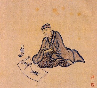 The Matsuo Bashō, the most famous Japanese poet of the Edo period. Drawing by Sugiyama Sanpû, c. 1700.